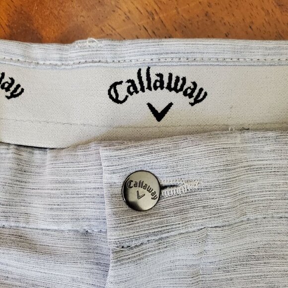 Callaway Mens Size 36 Heathered Gray Flat-Front Golf Shorts Polyester Blend - Picture 3 of 7